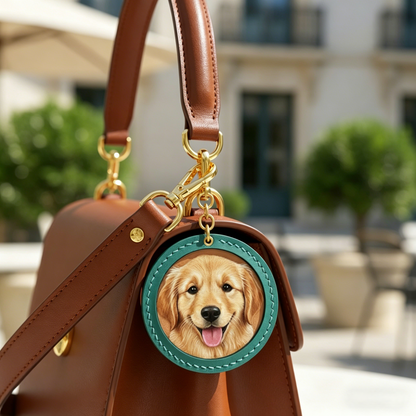 Custom Handcrafted Leather Pet Portrait Keychain