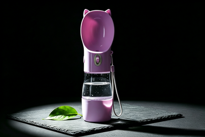 Portable Pet Water Bottle & Food Cup 2-in-1 | 250ml + 180ml Travel Dispenser for Dogs & Cats