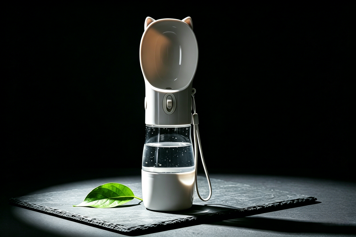 Portable Pet Water Bottle & Food Cup 2-in-1 | 250ml + 180ml Travel Dispenser for Dogs & Cats