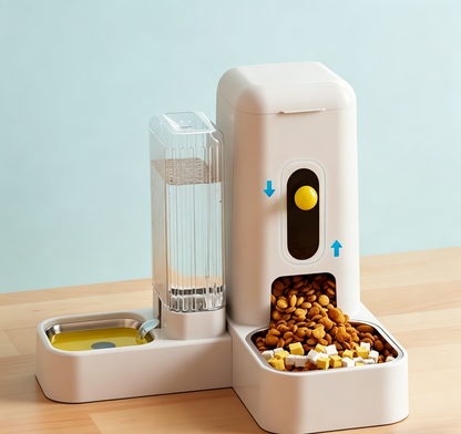 Automatic Pet Feeder & Water Dispenser 2-in-1 Set | 2.6L Food + 1.15L Water | Self-Feeding Station for Cats & Dogs