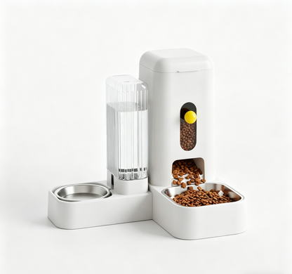 Automatic Pet Feeder & Water Dispenser 2-in-1 Set | 2.6L Food + 1.15L Water | Self-Feeding Station for Cats & Dogs