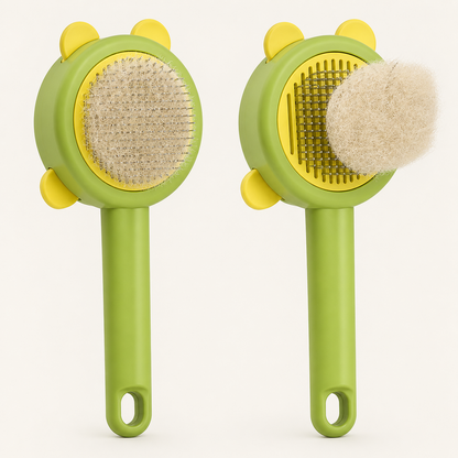 One-button self-cleaning hair release demonstration